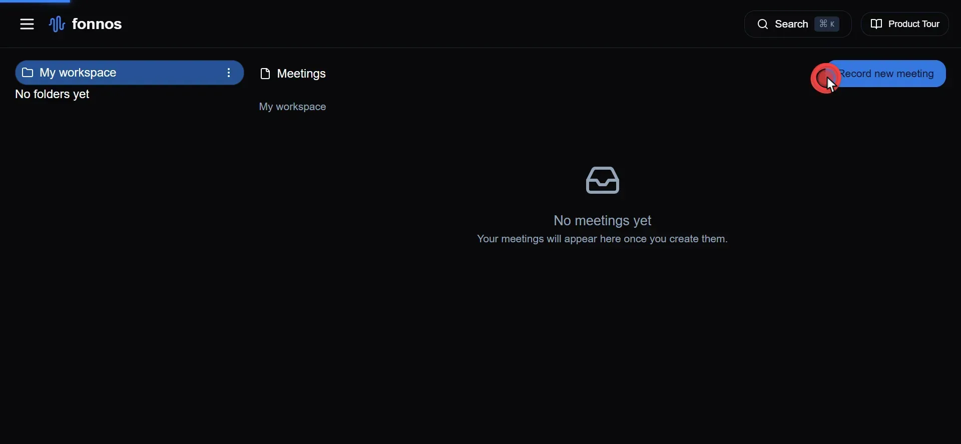 Start a New Recording Session in Fonnos